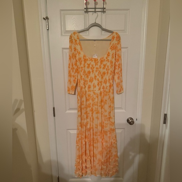 NWT Free People It’s Fate floral midi dress in custard combo size Large - Picture 5 of 5